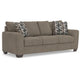 Teu Transitional Sofa with Striped Accent Pillows | Brown-Gray Chenille 90"