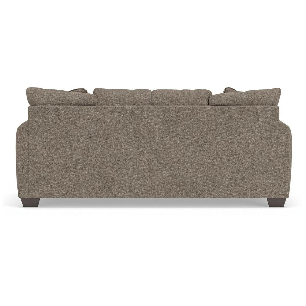 Teu Transitional Sofa with Striped Accent Pillows | Brown-Gray Chenille 90"