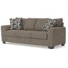 Teu Transitional Sofa with Striped Accent Pillows | Brown-Gray Chenille 90"