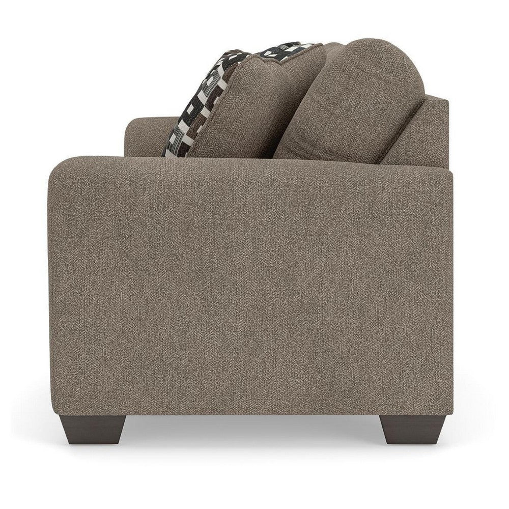 Teu Transitional Sofa with Striped Accent Pillows | Brown-Gray Chenille 90"