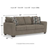 Teu Transitional Sofa with Striped Accent Pillows | Brown-Gray Chenille 90"