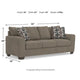 Teu Transitional Sofa with Striped Accent Pillows | Brown-Gray Chenille 90"