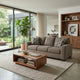 Teu Transitional Sofa with Striped Accent Pillows | Brown-Gray Chenille 90"