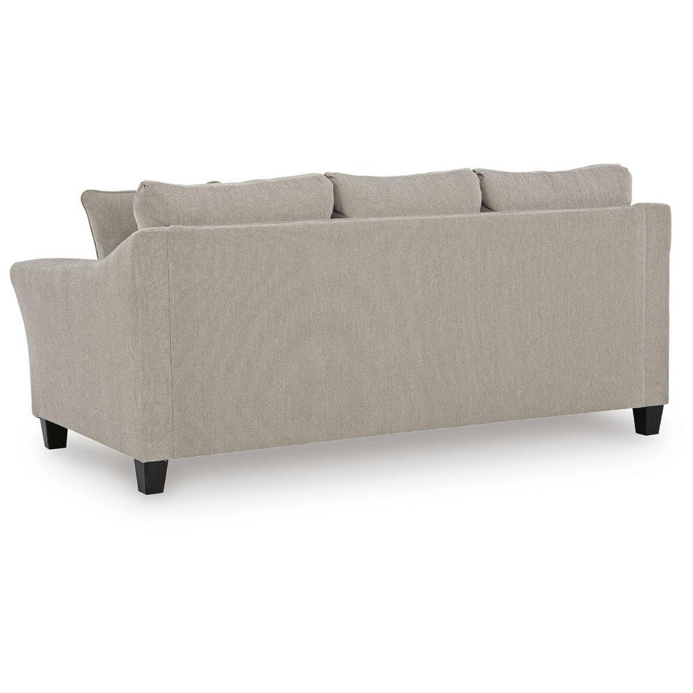 Wecy Modern Sofa with 2 Accent Pillows | Black Legs | Taupe Fabric 92"