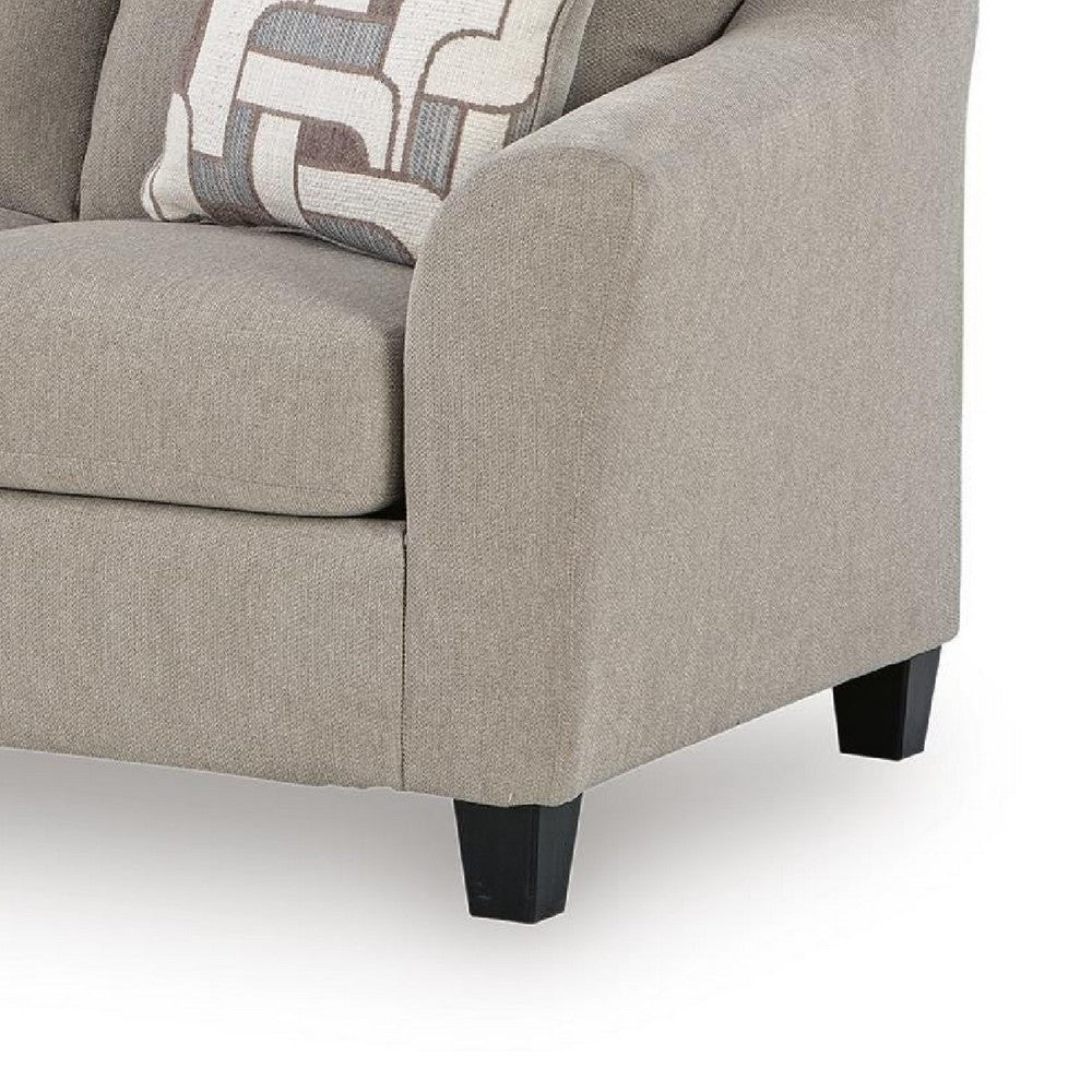 Wecy Modern Sofa with 2 Accent Pillows | Black Legs | Taupe Fabric 92"