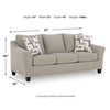 Wecy Modern Sofa with 2 Accent Pillows | Black Legs | Taupe Fabric 92"