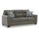 Oly Sofa with Geometric Patterned Accent Pillows | Graphite Chenille 90"