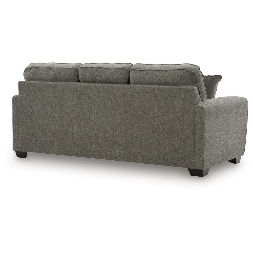 Oly Sofa with Geometric Patterned Accent Pillows | Graphite Chenille 90"