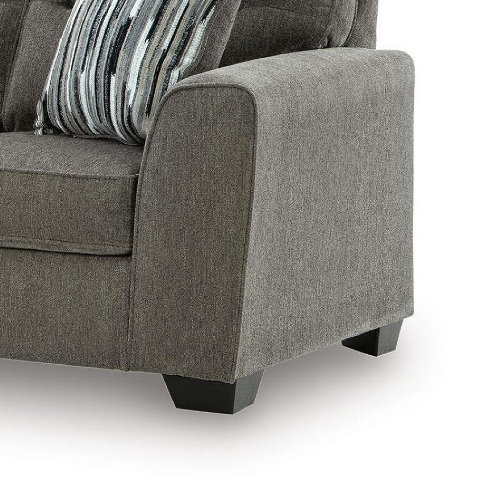 Oly Sofa with Geometric Patterned Accent Pillows | Graphite Chenille 90"