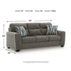 Oly Sofa with Geometric Patterned Accent Pillows | Graphite Chenille 90"