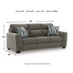 Oly Sofa with Geometric Patterned Accent Pillows | Graphite Chenille 90"