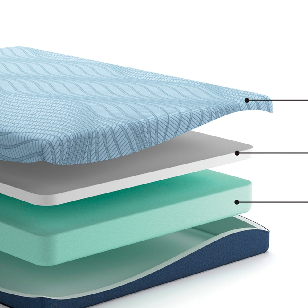 Ryna King Mattress with Memory Foam | Firm Support | Light Blue Fabric 8"