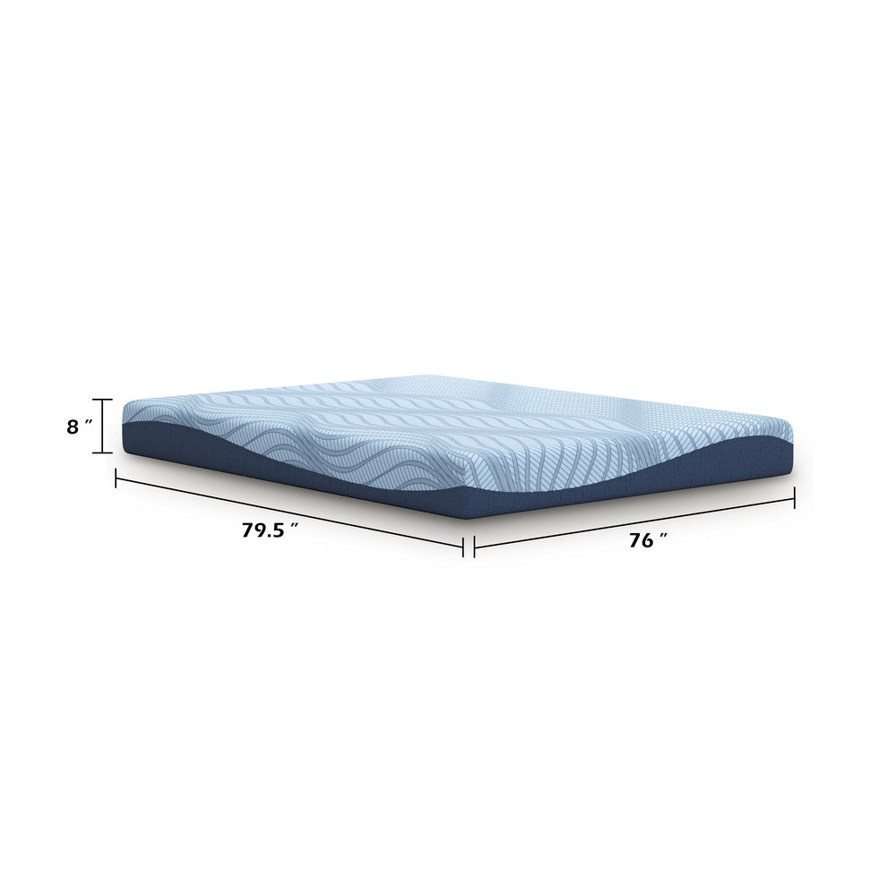 Ryna King Mattress with Memory Foam | Firm Support | Light Blue Fabric 8"