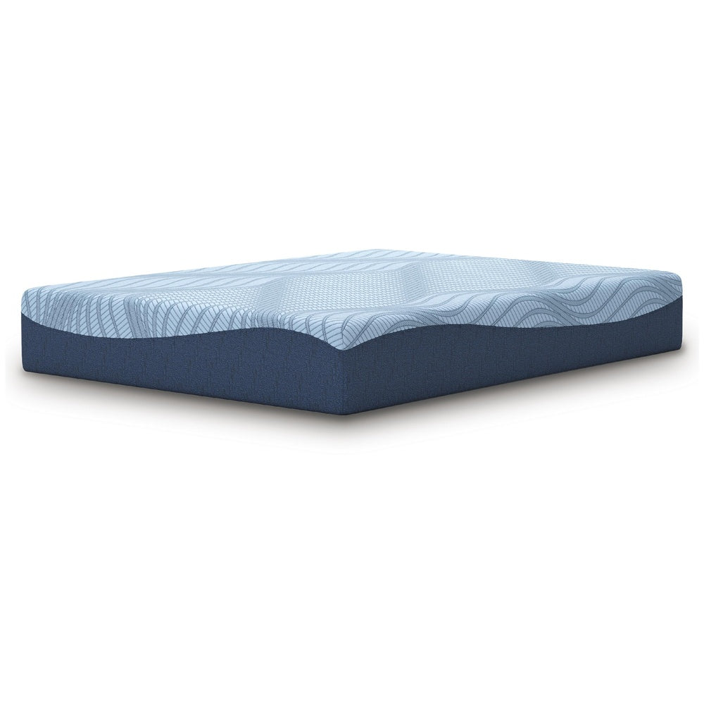 Pmy Queen Mattress with Memory Foam | Firm Support | Light Blue Fabric 12"