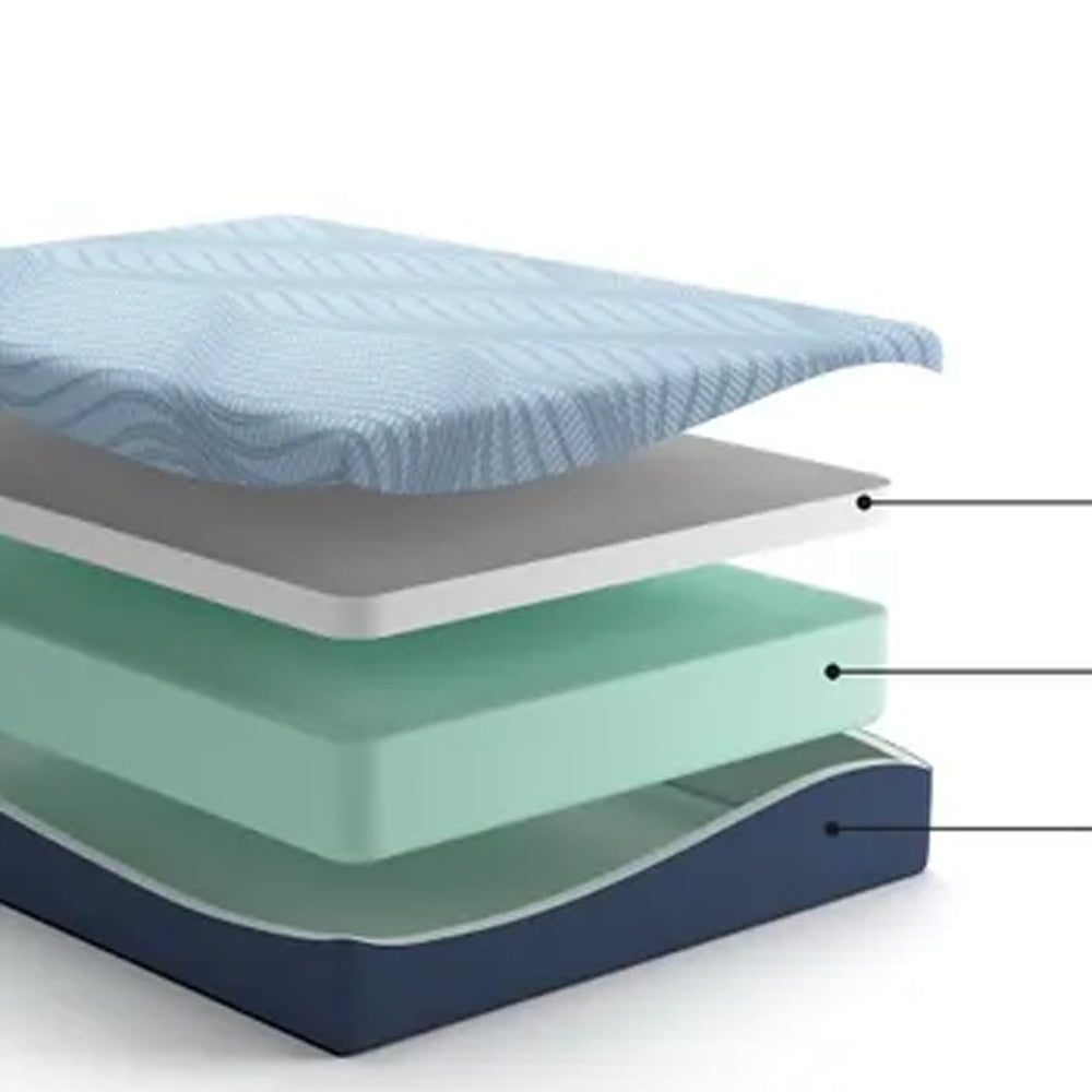 Pmy Queen Mattress with Memory Foam | Firm Support | Light Blue Fabric 12"