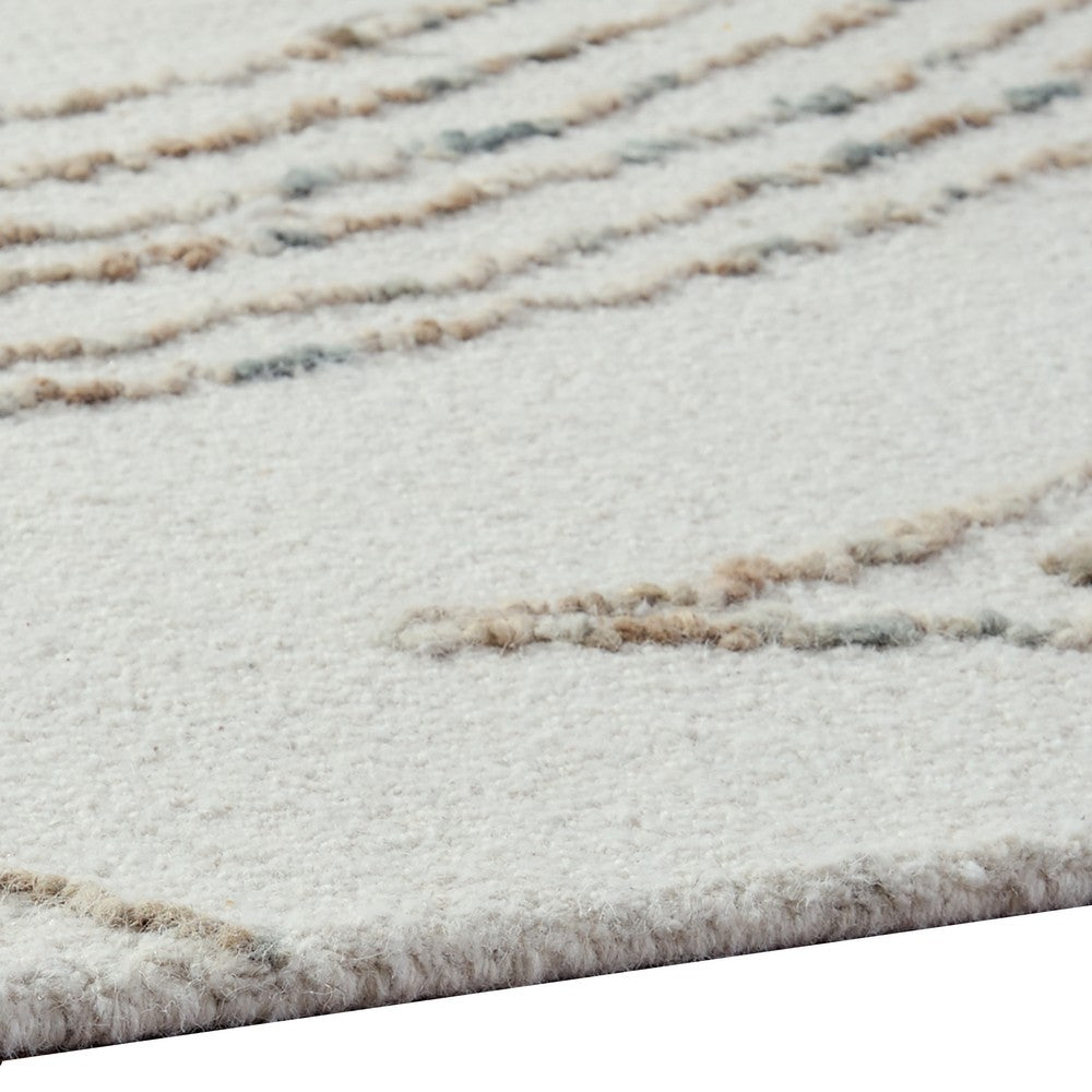 Delma Abstract Large Rug | Green-Brown Flow Pattern | Ivory Wool  8x10