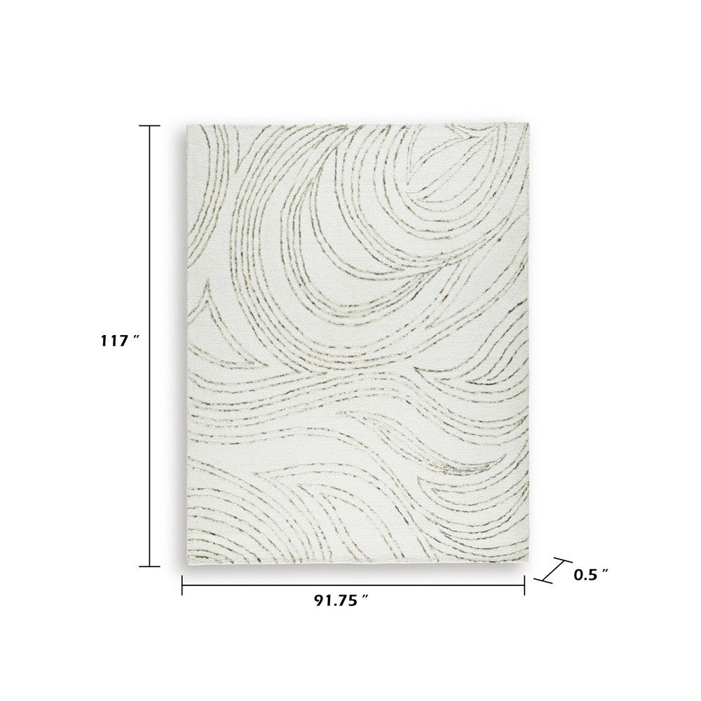 Delma Abstract Large Rug | Green-Brown Flow Pattern | Ivory Wool  8x10