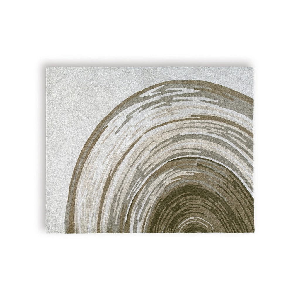 Rizzy  Large Area Rug | Brown-Gray Abstract Ripple Patterns | Ivory Wool 8x10