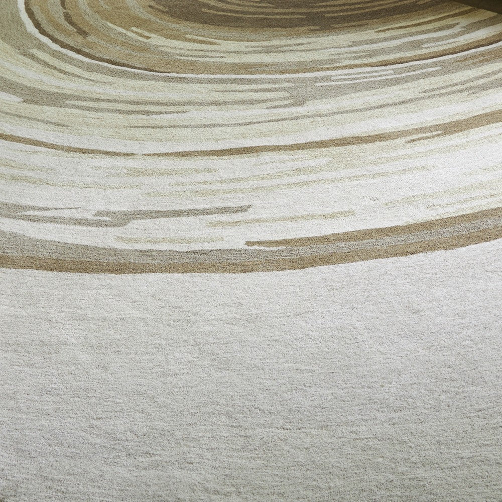 Rizzy  Large Area Rug | Brown-Gray Abstract Ripple Patterns | Ivory Wool 8x10