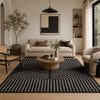 Edon Large Area Rug with Ivory Geometric Statement Design | Black Wool 8x10