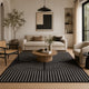 Edon Large Area Rug with Ivory Geometric Statement Design | Black Wool 8x10