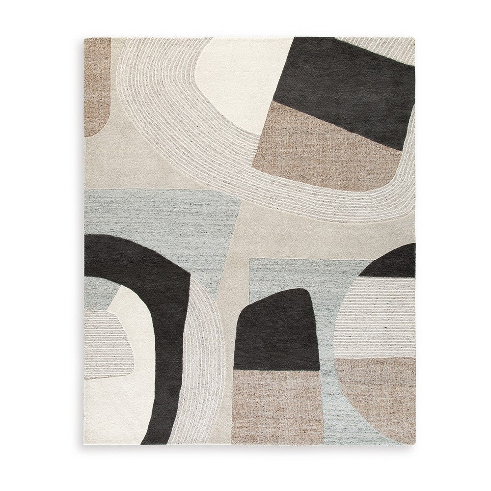 Edric Hand-Tufted Large Area Rug with Neutral Abstract Geometric Patterns 8x10