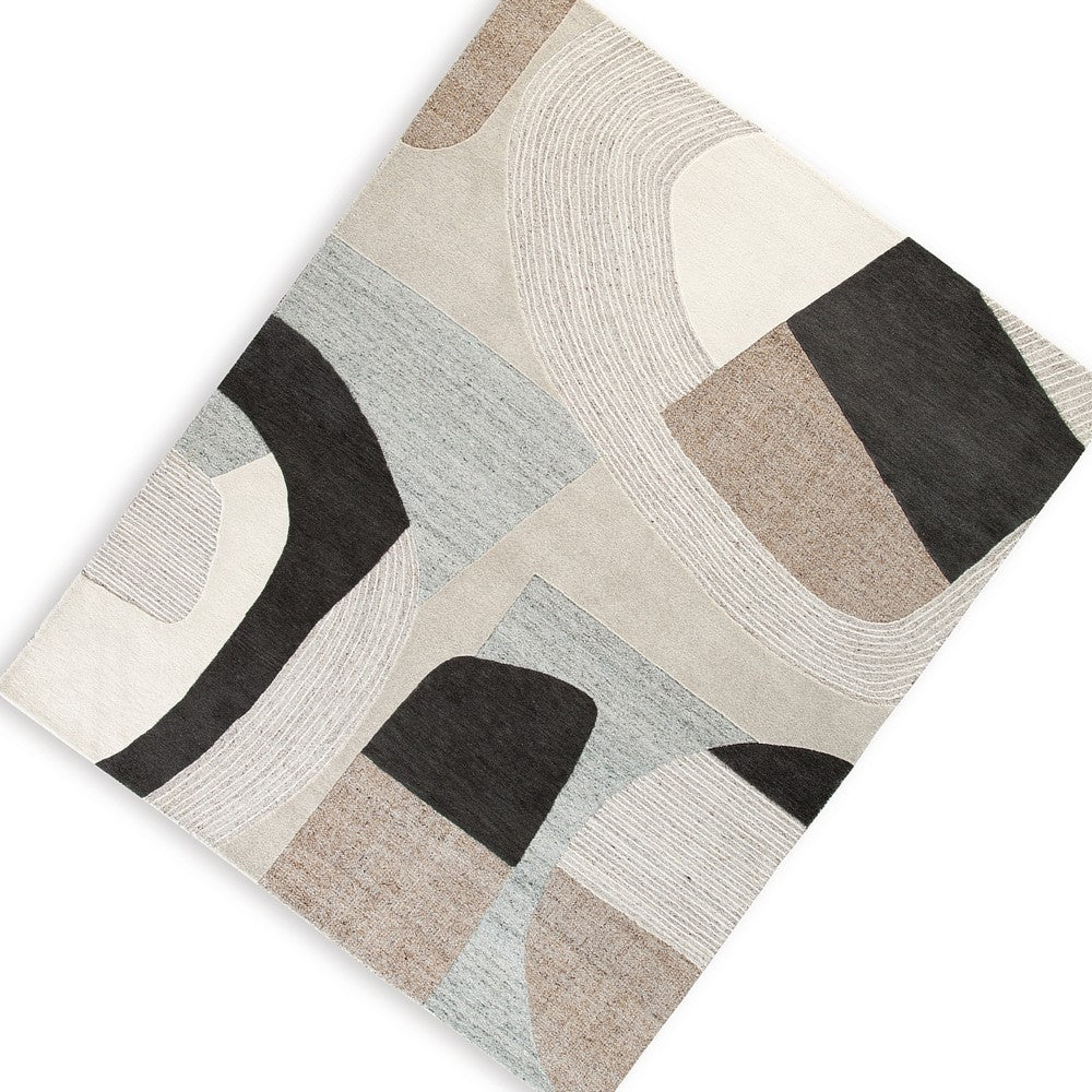 Edric Hand-Tufted Large Area Rug with Neutral Abstract Geometric Patterns 8x10