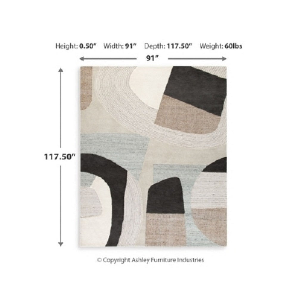 Edric Hand-Tufted Large Area Rug with Neutral Abstract Geometric Patterns 8x10