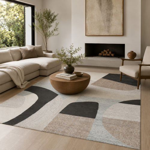 Edric Hand-Tufted Large Area Rug with Neutral Abstract Geometric Patterns 8x10
