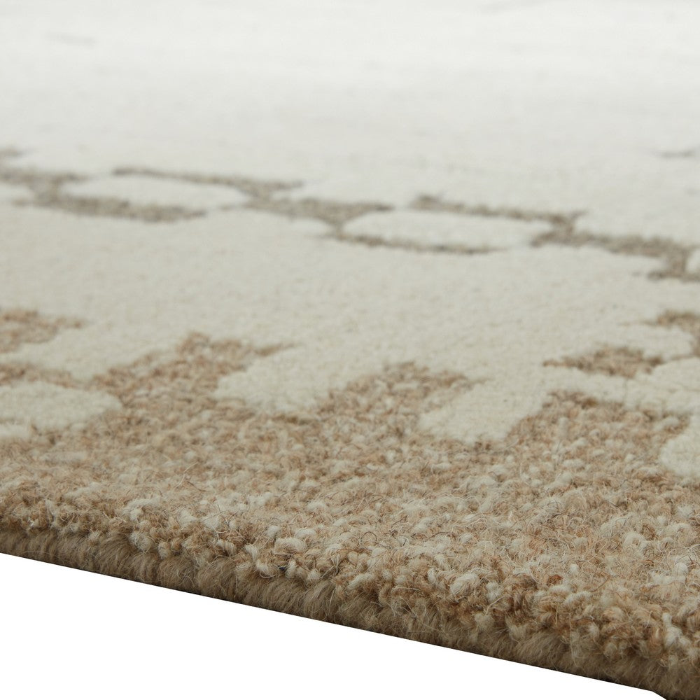 Dotty Hand-Tufted Large Area Rug | Bordered and Geometric Design | Cream Wool 8x10