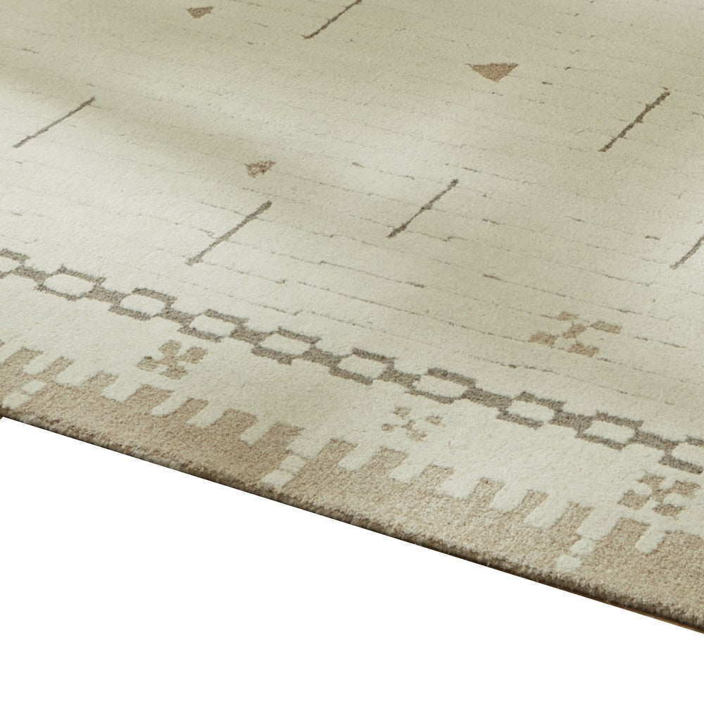 Dotty Hand-Tufted Large Area Rug | Bordered and Geometric Design | Cream Wool 8x10