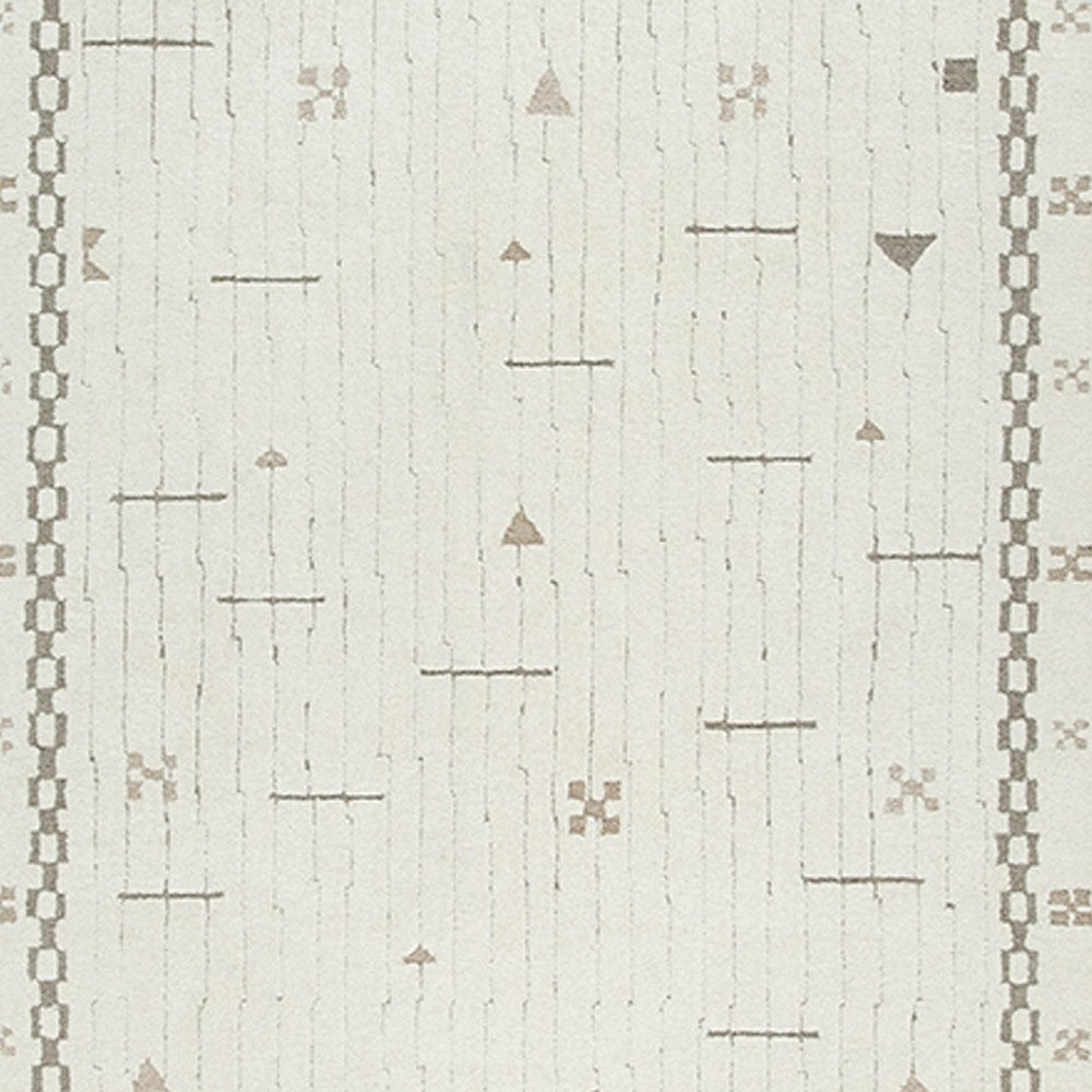 Dotty Hand-Tufted Large Area Rug | Bordered and Geometric Design | Cream Wool 8x10