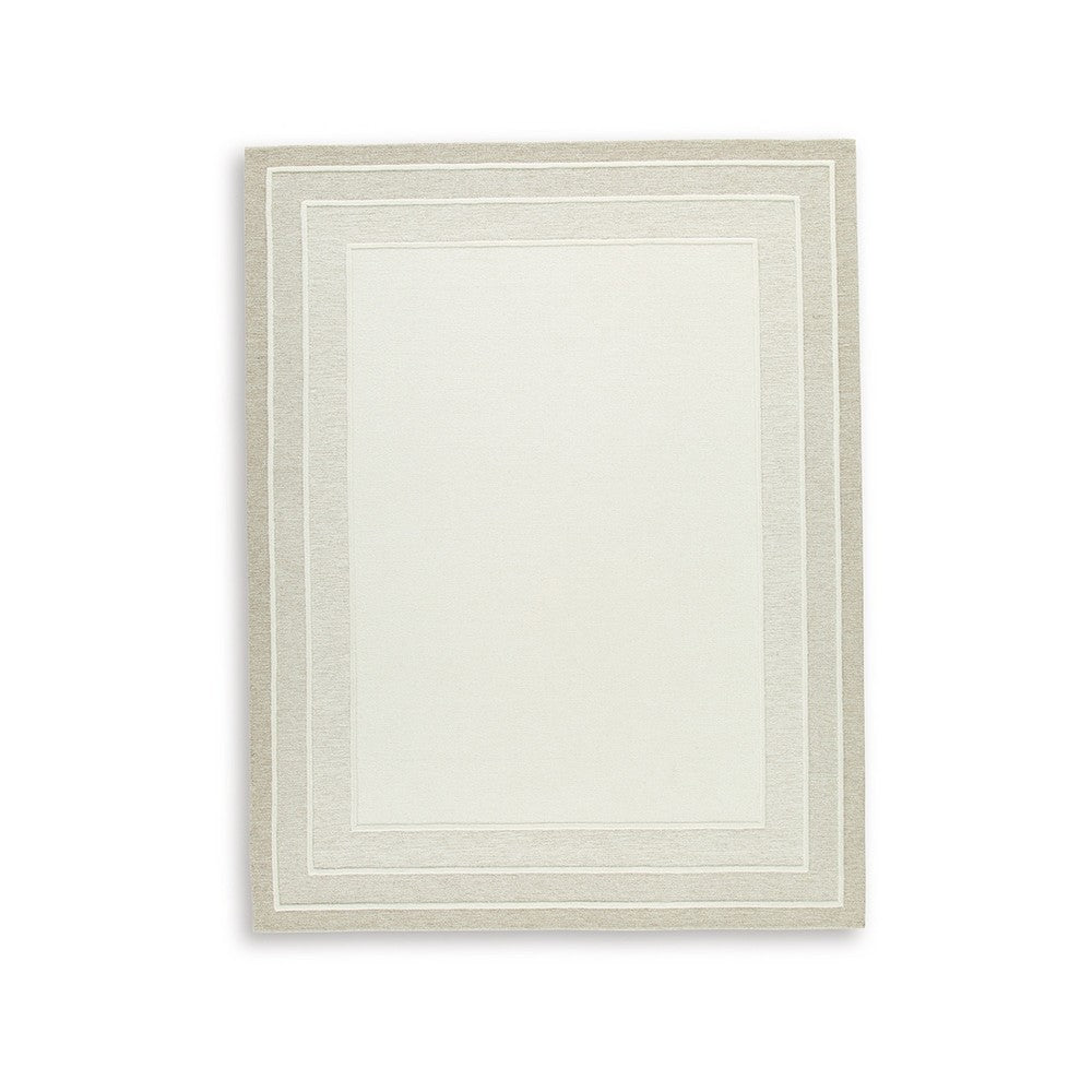 Teena Hand-Tufted Large Area Rug with Bordered Design | Ivory-Tan Wool 8x10