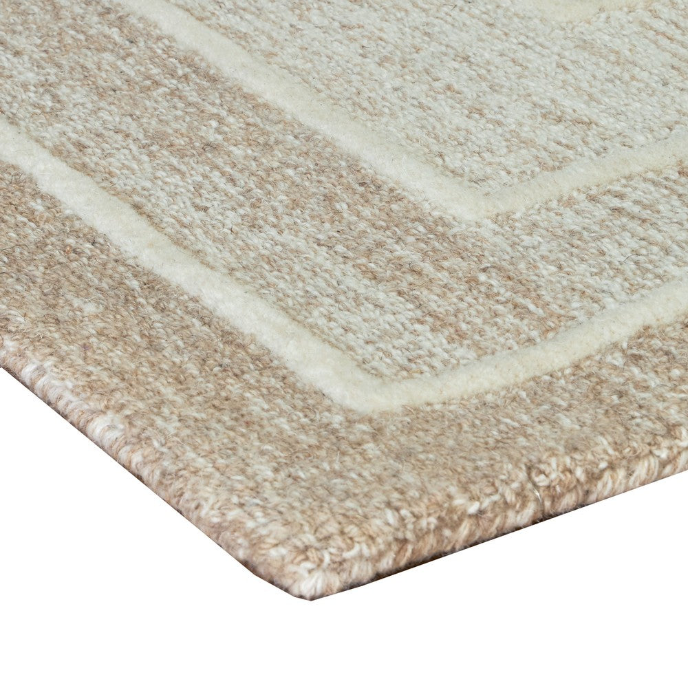 Teena Hand-Tufted Large Area Rug with Bordered Design | Ivory-Tan Wool 8x10