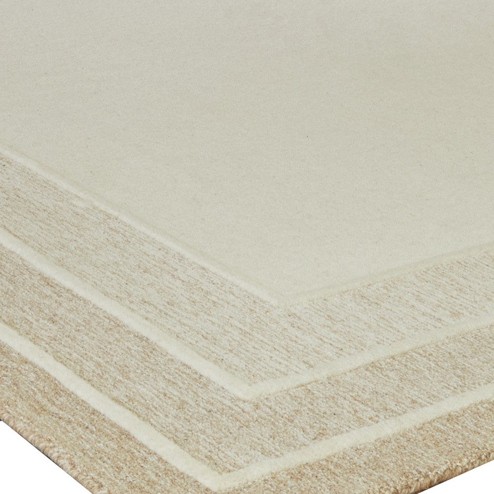 Teena Hand-Tufted Large Area Rug with Bordered Design | Ivory-Tan Wool 8x10