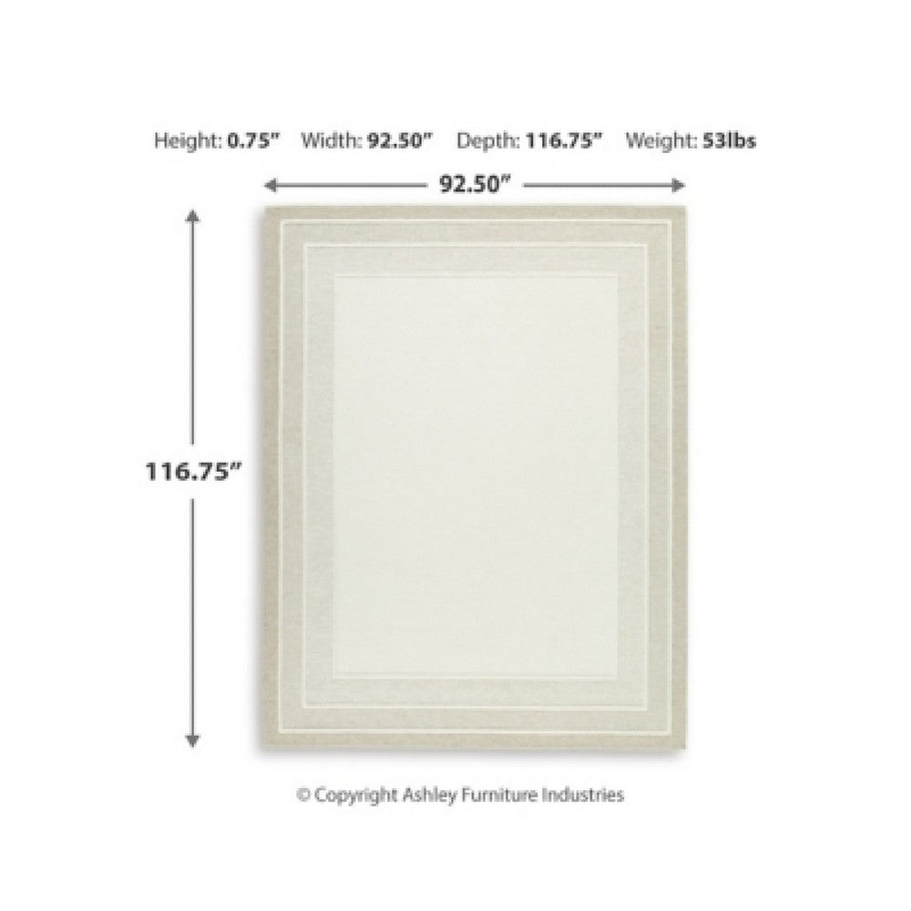 Teena Hand-Tufted Large Area Rug with Bordered Design | Ivory-Tan Wool 8x10