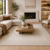 Teena Hand-Tufted Large Area Rug with Bordered Design | Ivory-Tan Wool 8x10