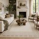 Teena Hand-Tufted Large Area Rug with Bordered Design | Ivory-Tan Wool 8x10