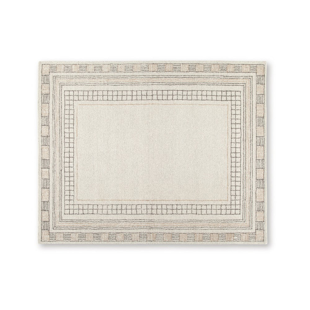 Adam Large Rug with Border Design | Jute and Wool | Brown-Taupe 8x10