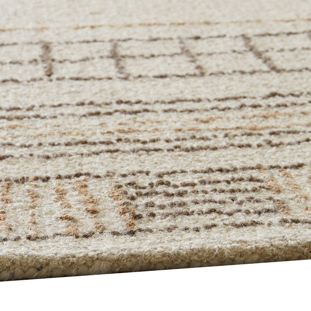 Adam Large Rug with Border Design | Jute and Wool | Brown-Taupe 8x10