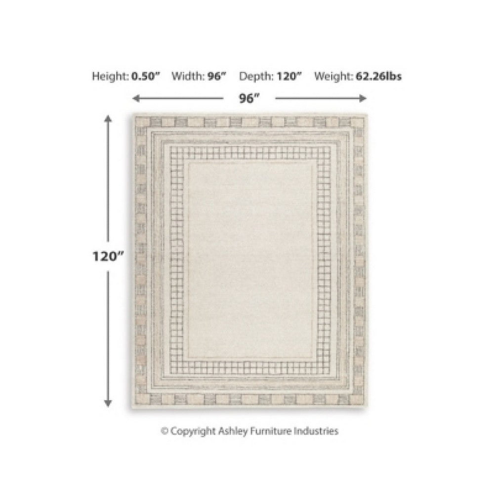 Adam Large Rug with Border Design | Jute and Wool | Brown-Taupe 8x10