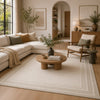 Adam Large Rug with Border Design | Jute and Wool | Brown-Taupe 8x10