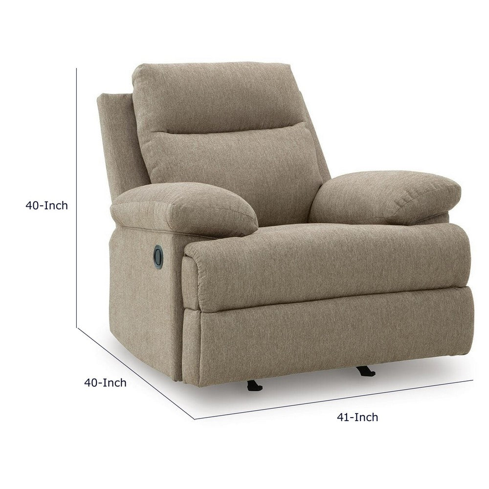 Silvy Manual Rocker Recliner Chair with Pillow Top Arms | Mocha Chenille