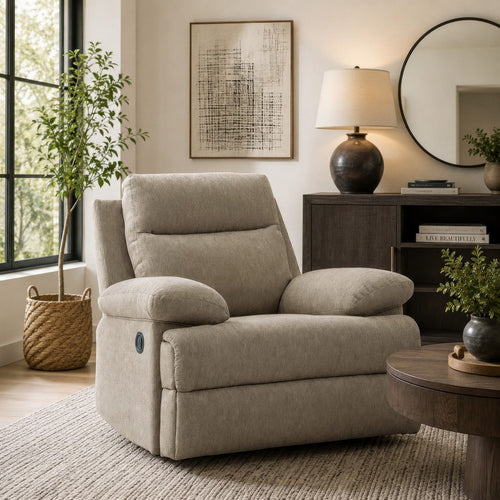 Silvy Manual Rocker Recliner Chair with Pillow Top Arms | Mocha Chenille