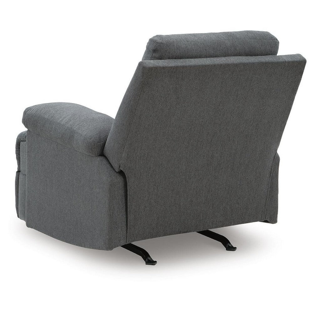 Silvy Manual Rocker Recliner Chair| Pillow Top Arms | Charcoal Chenille