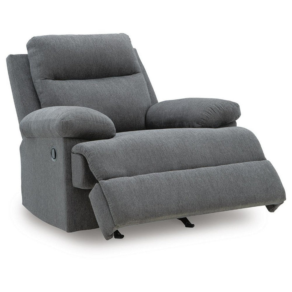 Silvy Manual Rocker Recliner Chair| Pillow Top Arms | Charcoal Chenille