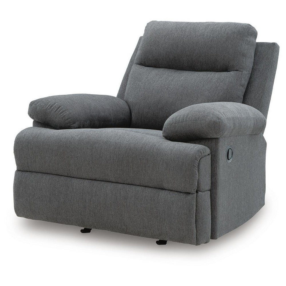 Silvy Manual Rocker Recliner Chair| Pillow Top Arms | Charcoal Chenille