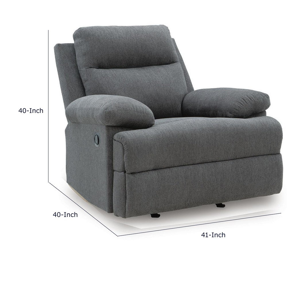 Silvy Manual Rocker Recliner Chair| Pillow Top Arms | Charcoal Chenille