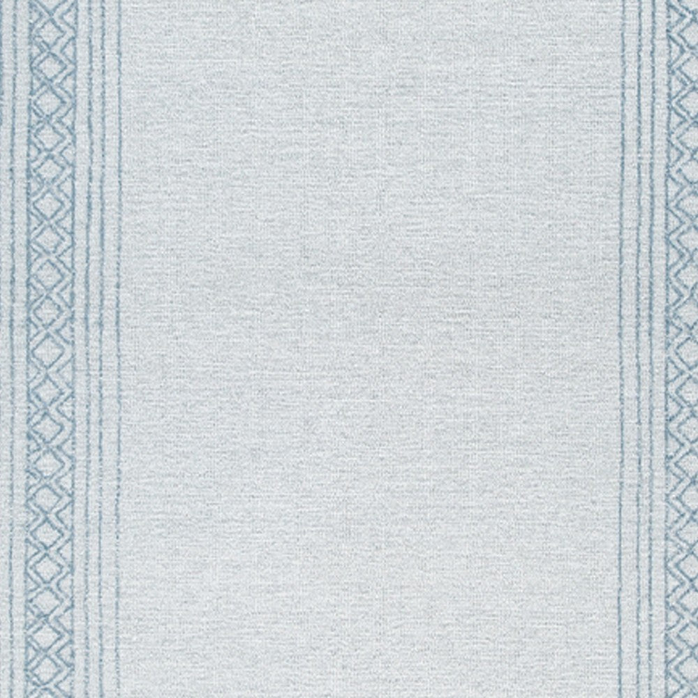 Hazel Hand-Tufted Large Area Rug | Chevron-Diamond Motifs | Blue-Ivory Wool 8x10