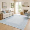 Hazel Hand-Tufted Large Area Rug | Chevron-Diamond Motifs | Blue-Ivory Wool 8x10